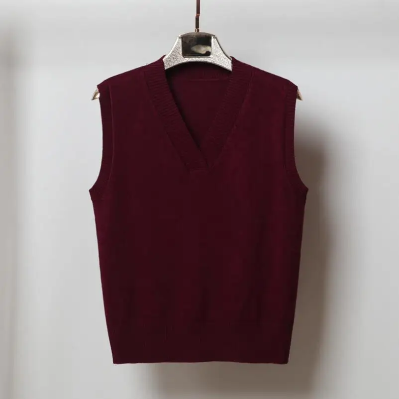 Женский вязаный свитер без рукавов Свободный пуловер с V-образным вырезом