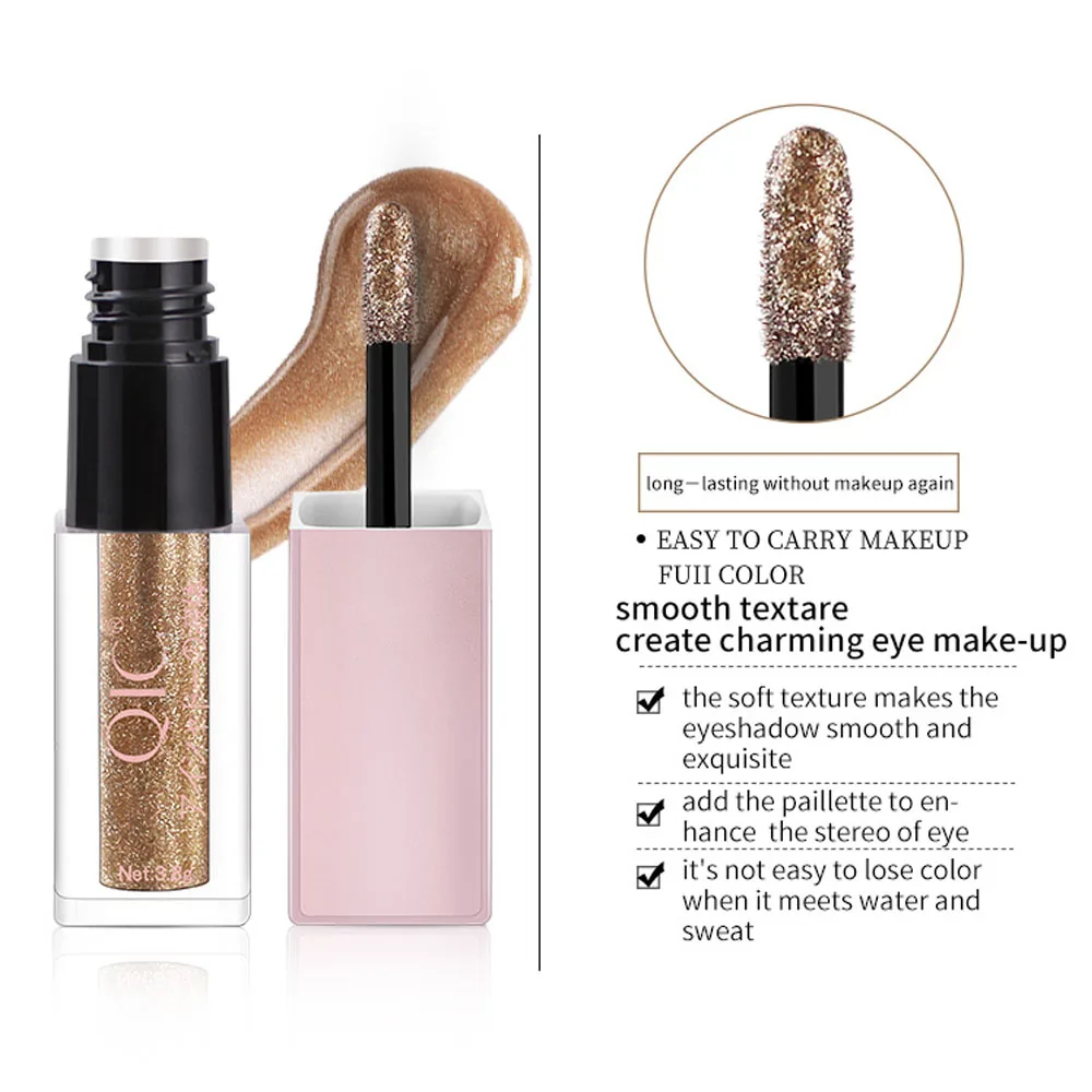 QIC Brand 8 Colors Liquid Eye Shadow Waterproof Colorful Shiny Sequins Metal Tint And Dry Quickly Long Lasting |