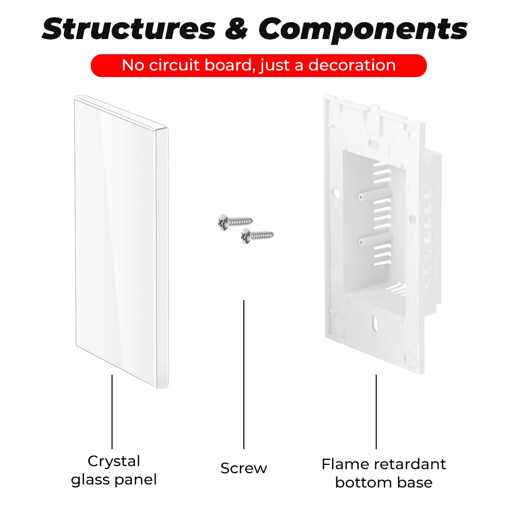 Пустой декоративный настенный выключатель SMATRUL США Бразилия закаленное стекло