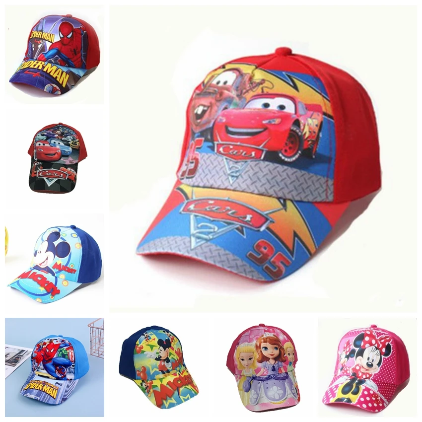 Baby Boys Caps Princess Hat For Girls Children Cartoon Spiderman Pixar Cars Mickey Frozen Baseball Caps Kids Hip Hop Snapback