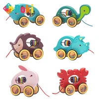 doki toy baby cartoon animal car pull rope toys drag vehicles rattles educational gifts 23gd popular 2021