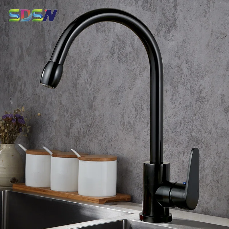 Черный кухонный кран SDSN на бортике горячий холодный смеситель Космический