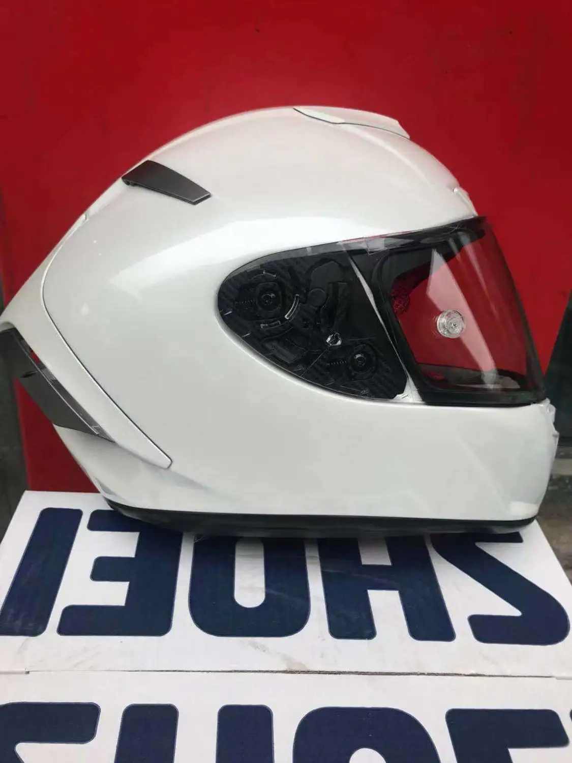 Мотоциклетный шлем на все лицо X14 глянцевый белый противотуманный козырек для