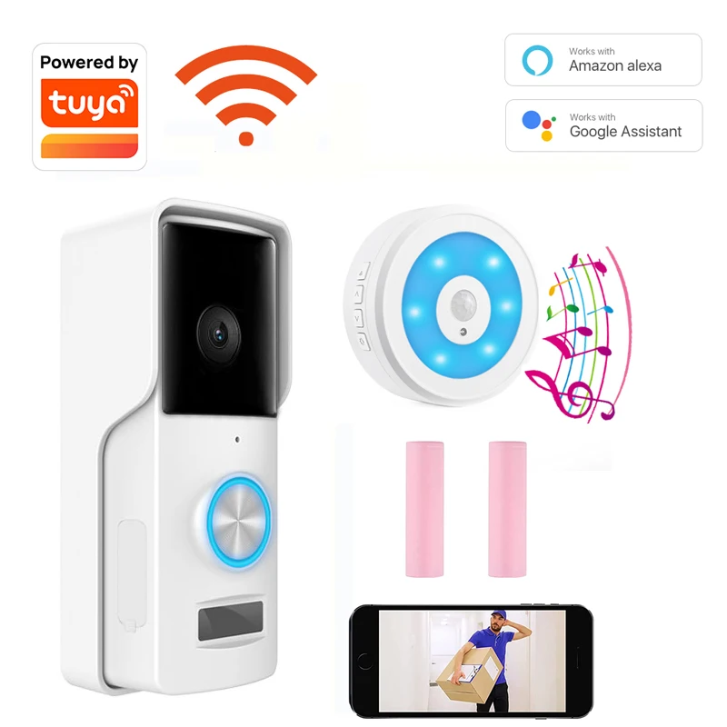 Tuya WIFI Doorbell Smart Home Wireless Phone Door Bell Camera Security Video Intercom 1080P HD IR Night Vision For Apartments