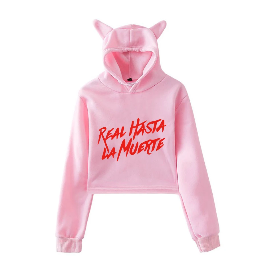 

Real Hasta La Muerte cat ear hoodies sweatshirts in girl's long sleeve fashion pullovers Women's autumn Kpop Casual Harajuku top