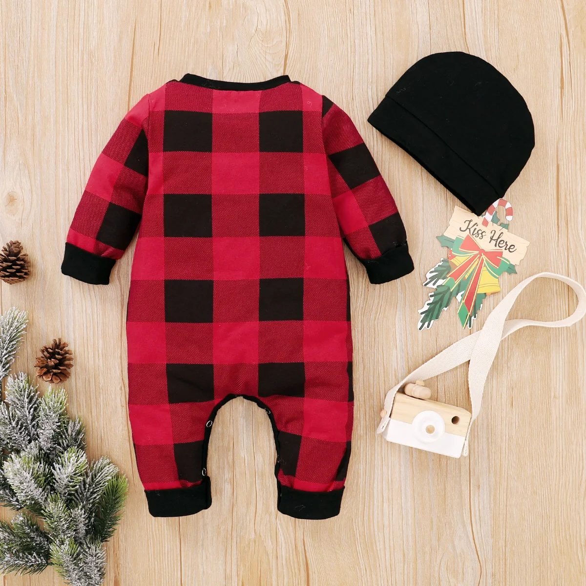 Детский Рождественский комбинезон из 2 предметов пижама боди с длинными рукавами