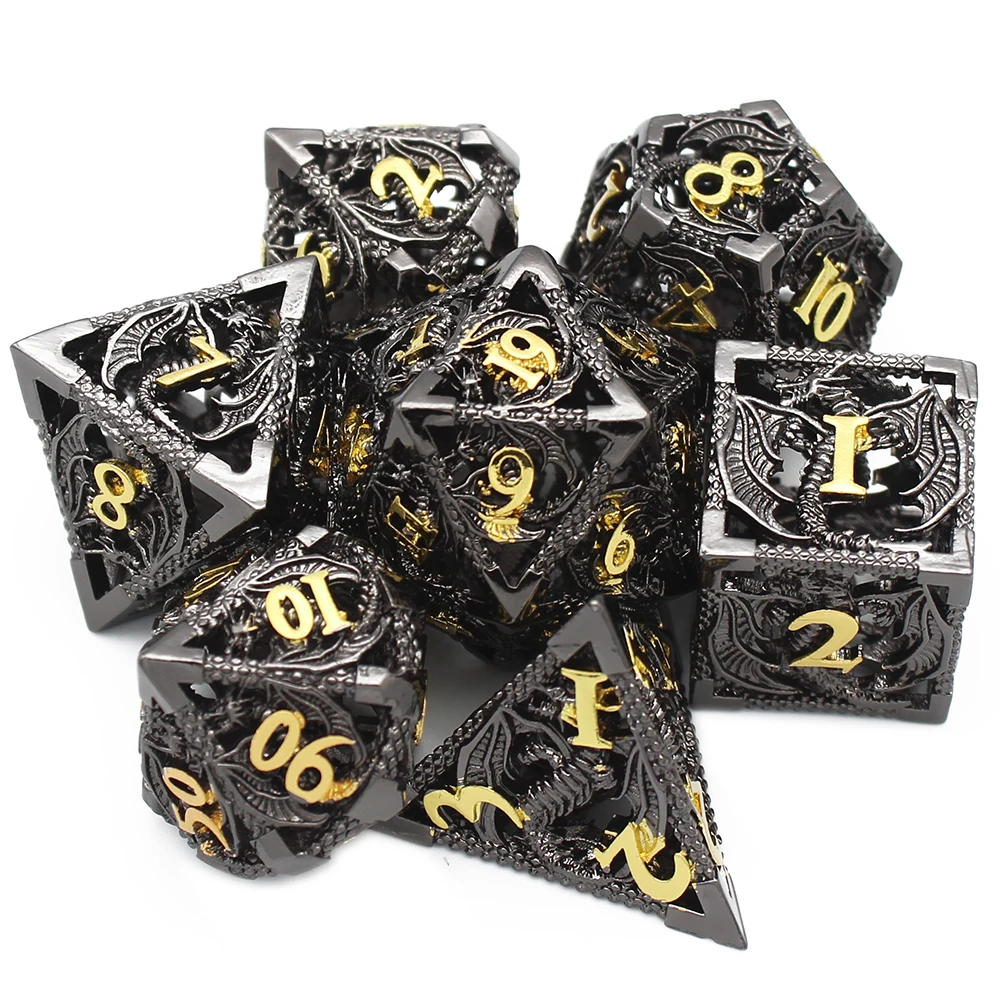 

2022 полые металлические игральные кости, новые кости летающего дракона D & D, 7 шт., набор многогранных костей для ролевых игр MTG Pathfinder