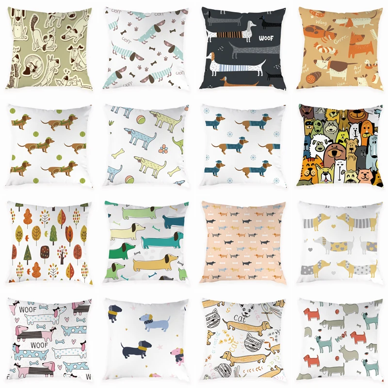Чехол для подушки с мультяшным рисунком животного украшение дома 45x45 см | Дом и