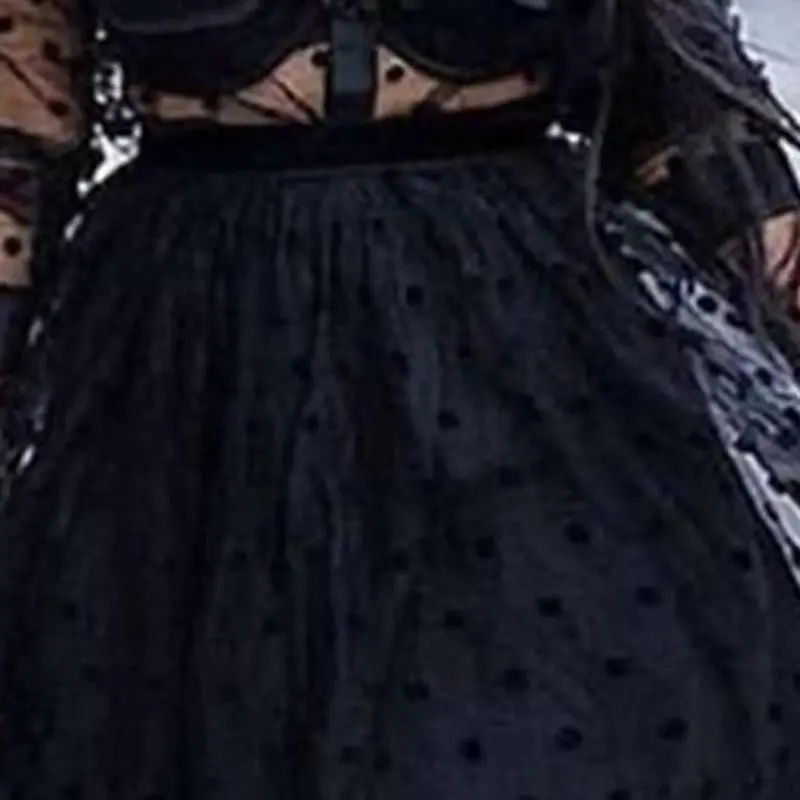 Женское Прозрачное платье в горошек черное элегантное просвечивающее лоскутное