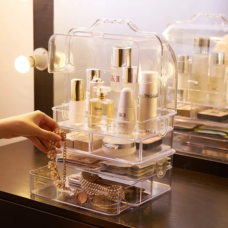 Новая горячая Коробка для хранения косметики прозрачный портативный ящик