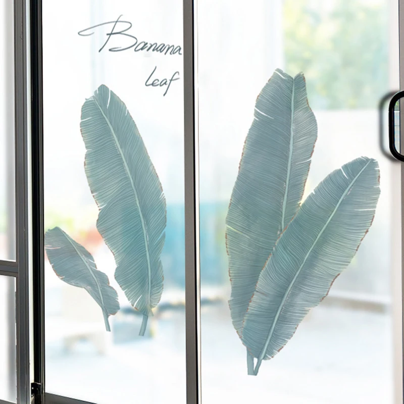 Зеленые растения пальмового листа кактус стеклянные наклейки на окна кухня