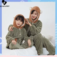 new kids flannel pajama sets boys girls autumn winter thicken warm home wear children hooded long sleeve sleeping clothing sets