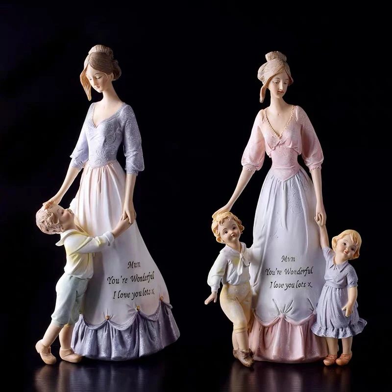 

Home Decoration European Warm Family Love Mother and Child Figure Sculpture Decor Crafts Ornaments Love Gift