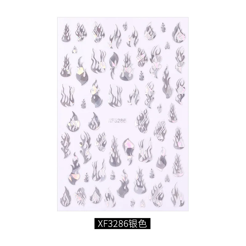 FX3286Silver Ультратонкий дизайн ногтей Mirage Aurora Flame осенние слайдеры Nailart стикеры самоклеящиеся огненная фольга matrica для маникюра Deco Tips - Цвет: FX3286Silver