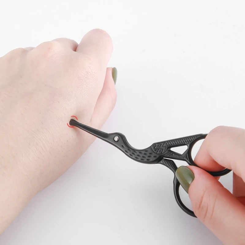 

Mini Portable Stainless Steel Nose Hair/Eyebrow Trimming Scissors 3.82in Crane Design Sewing Scissors For Women Men Home