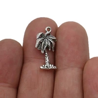20pcs antique silver plated coconut tree charms pendants for jewelry making necklace diy handmade craft 22x11mm