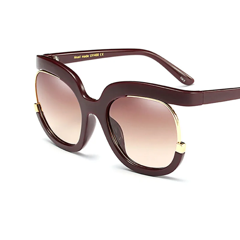

luxury Oversized Square Gradient Sunglasses Women Men Half frame metal Famous Brand Designer Sun glasses Female UV400 Shades