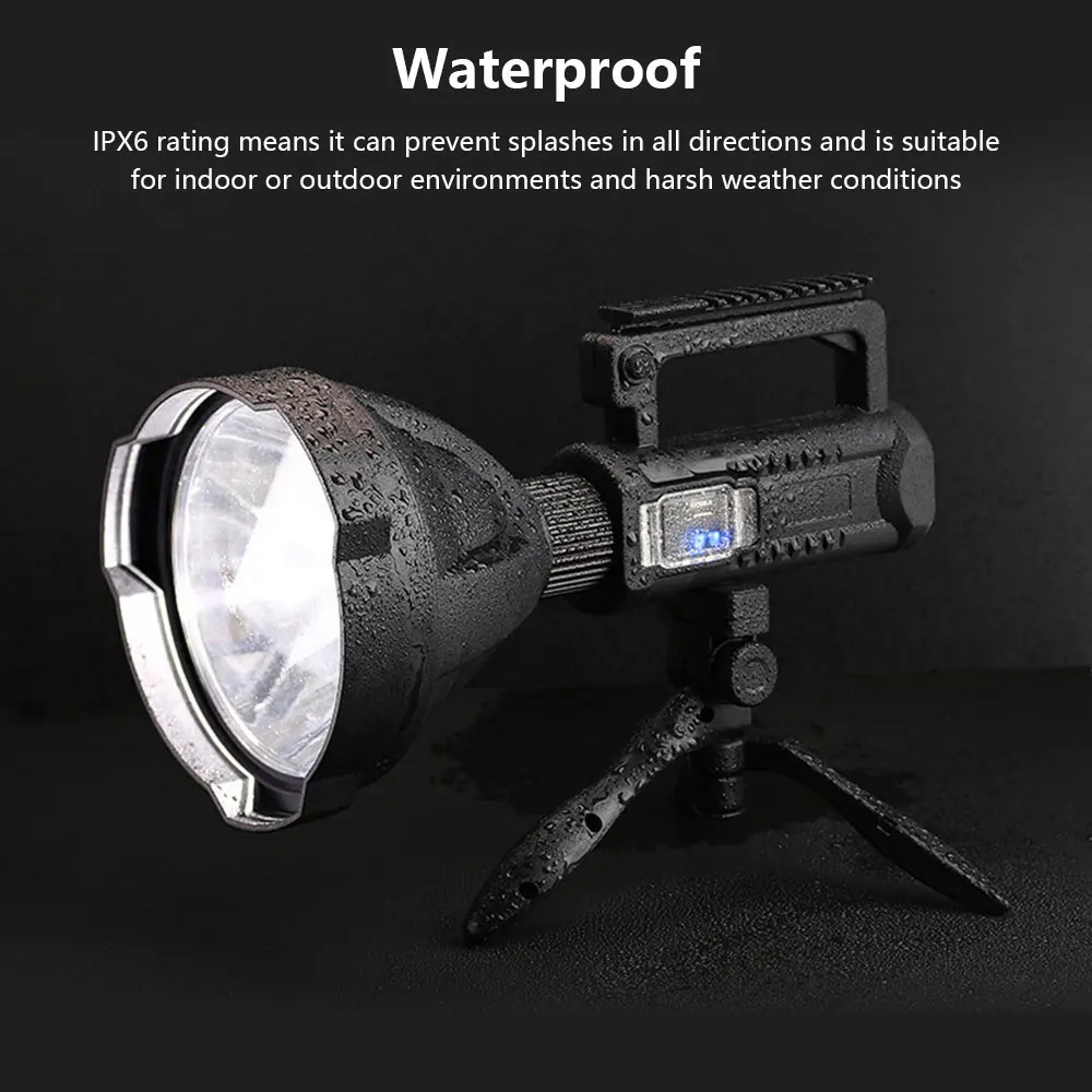 

Powerful LED Flashlight Torch USB Rechargeable Flashlight Waterproof Searchlight Spotlight for Fishing Camping Light + Bracket