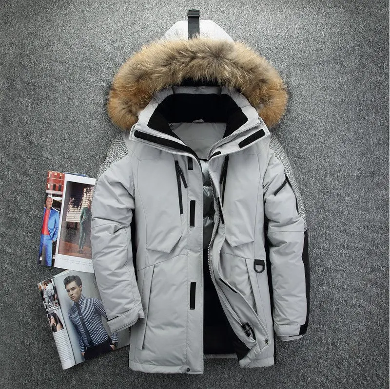 

Down Mens Coats Polyester Winter Jackets Thick Casual Outerwear Windproof Handsome -20C Warm Regular Parkas And Coats Hooded