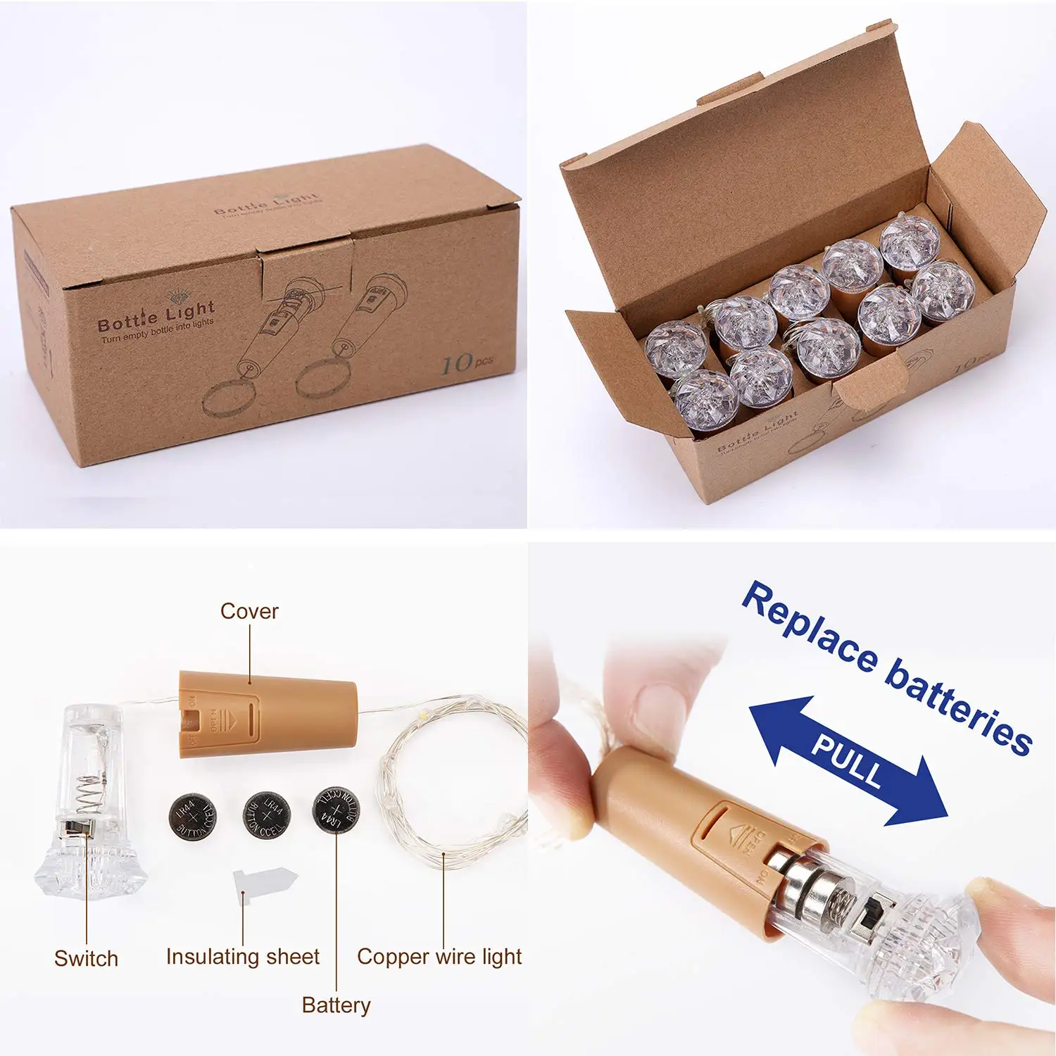 Светодиодные пробковые мини светильники в форме алмазов для бутылок вина