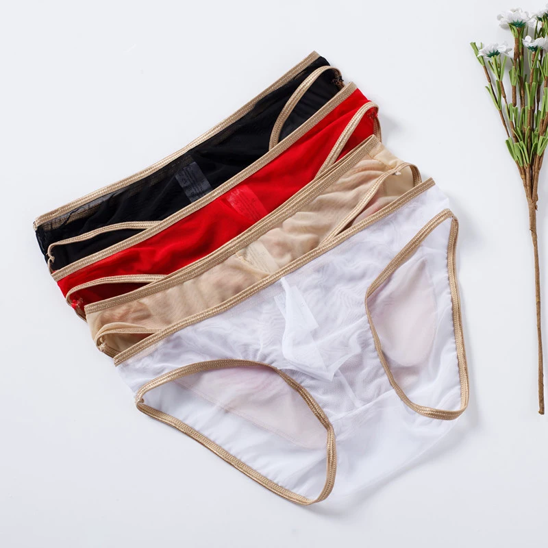 

Men Mesh Sexy Underwear Ultra Thin Transparent Briefs Seamless Bikini Male Panties Low Rise Breathable Soft Men's Underpants