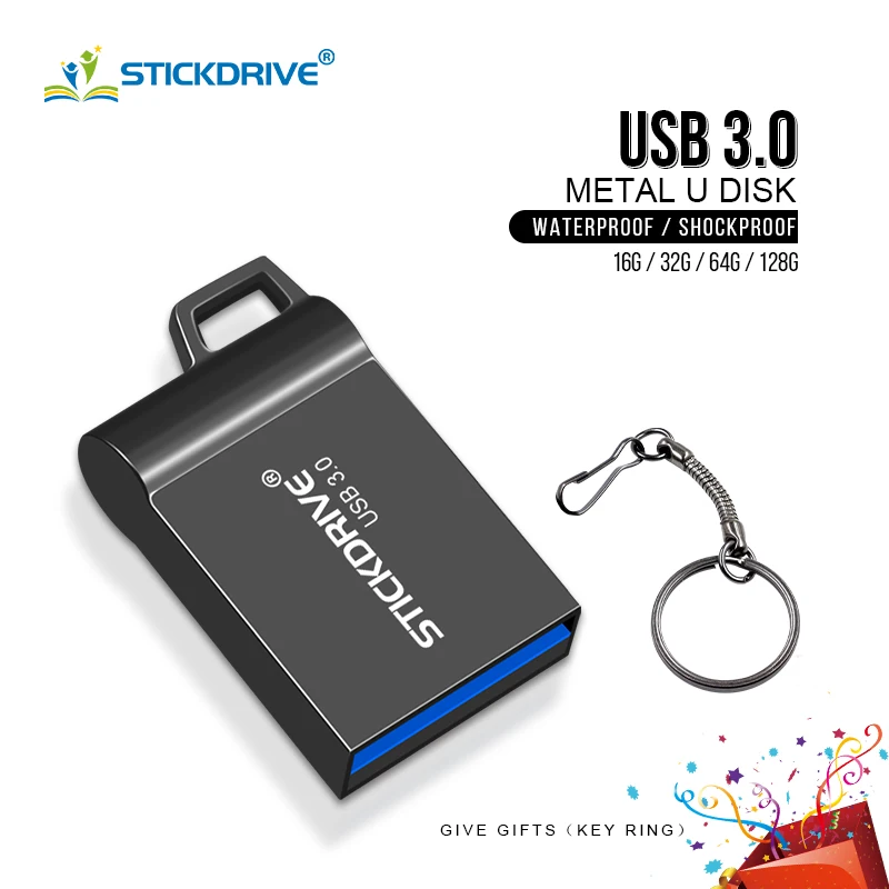 Супер мини металлический usb флеш накопитель 8 ГБ 16 32 64 128 3 0 флешка с кольцом для