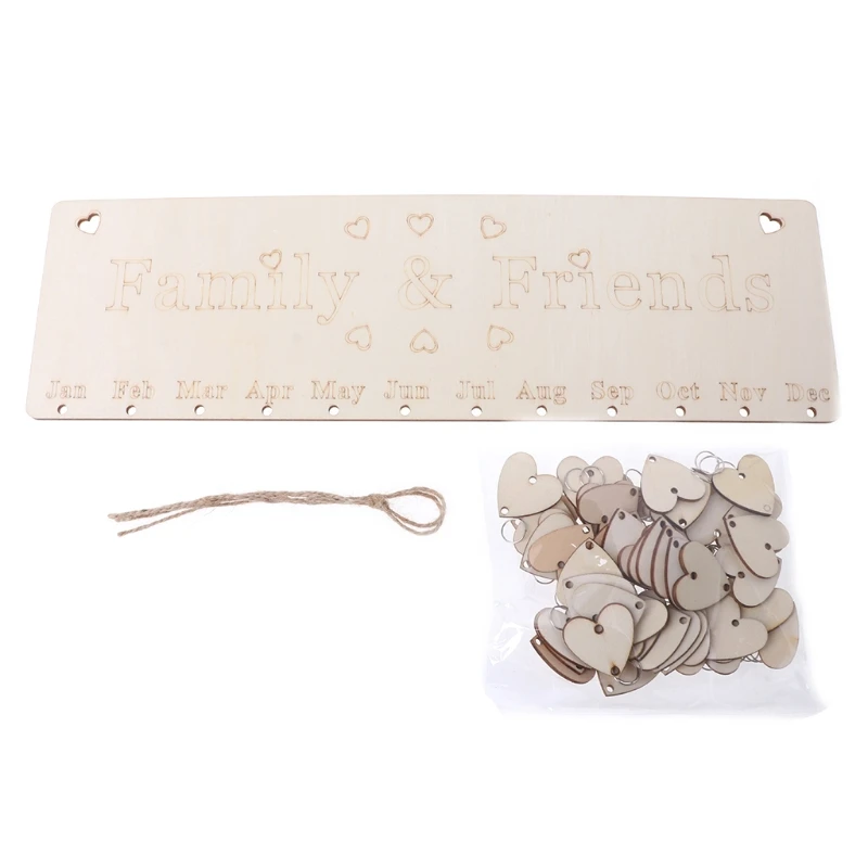 

DIY Wall Hanging Decoration Wooden Calendar Birthday Reminder Plaque Board