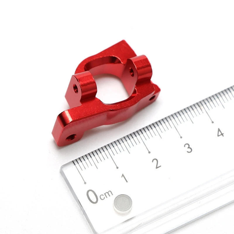 

2PCS Front C Hub Carrier Base C Alloy Aluminum for Wltoys 144001 Red & 2Pcs Metal Steering Cup Front Wheel Seat