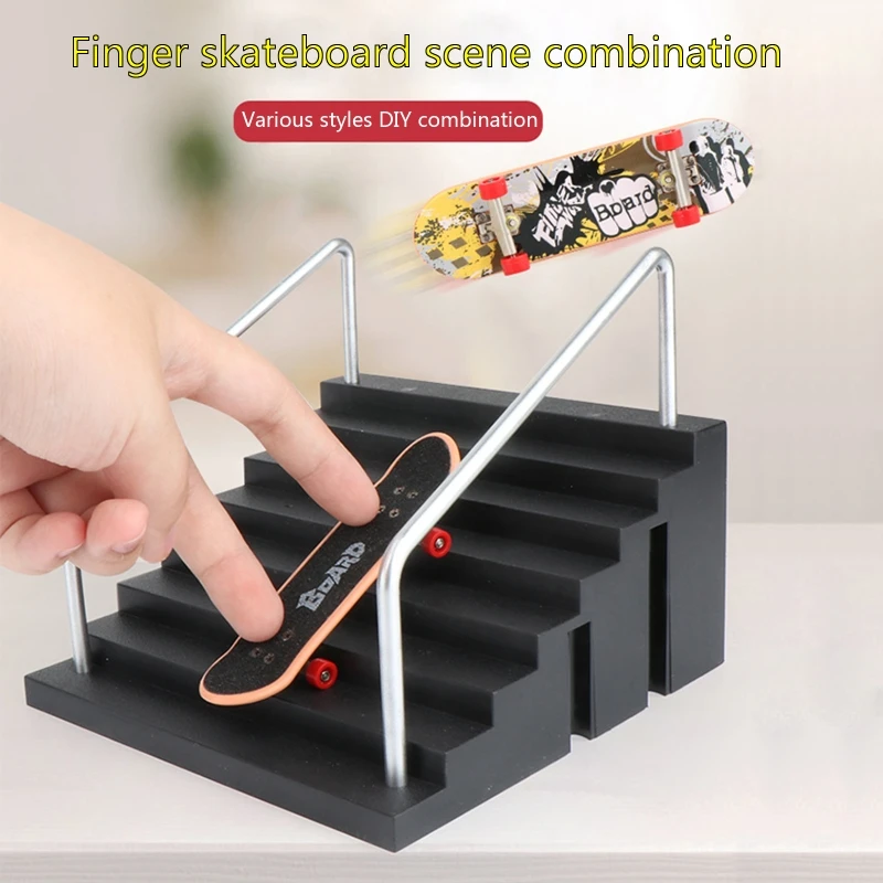 Fingerboard Rail Park Stair Kit Stairs Mini Skateboards for Kids Skateboard Training Board Game | Игрушки и хобби