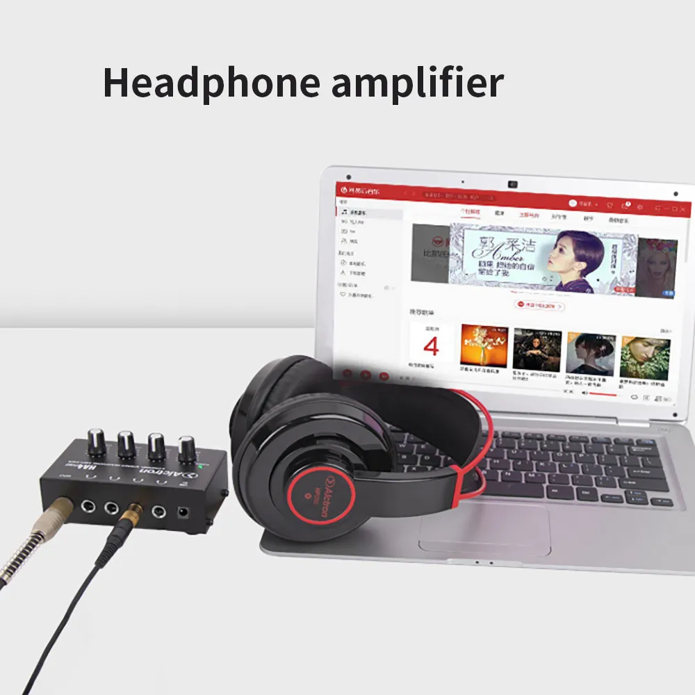 Top Deals 4 Channels Mini o Stereo Headphone Amplifier HA400 Ultra-Compact Audio Amplifier With Power Adapter EU US Plug Adapter images - 6