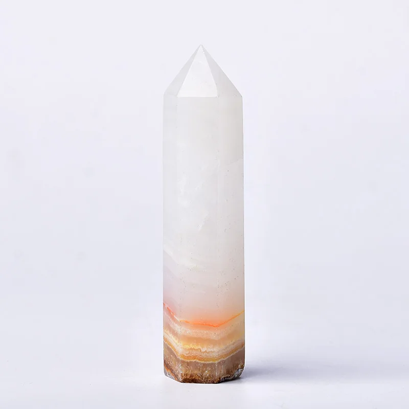 

1pc Natural Crystal Point Afghan White Jade Healing Obelisk Quartz Wand Ornament for Home Decor Reiki Energy Stone Pyramid gift