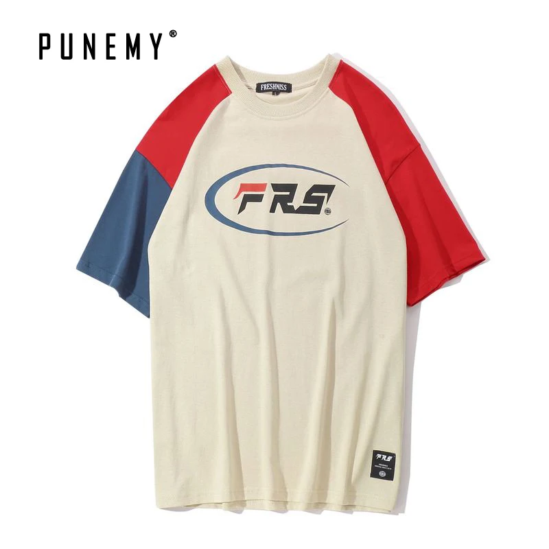 Футболка мужская оверсайз в стиле хип-хоп хлопковая тенниска ретро пэчворк