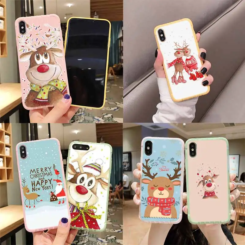 

Cute Christmas Deer Trolley Suitcase Texture Smart Phone Case For IPhone 11 Pro Max X XR XS MAX 8 7 6S Plus Baseus SE 2020