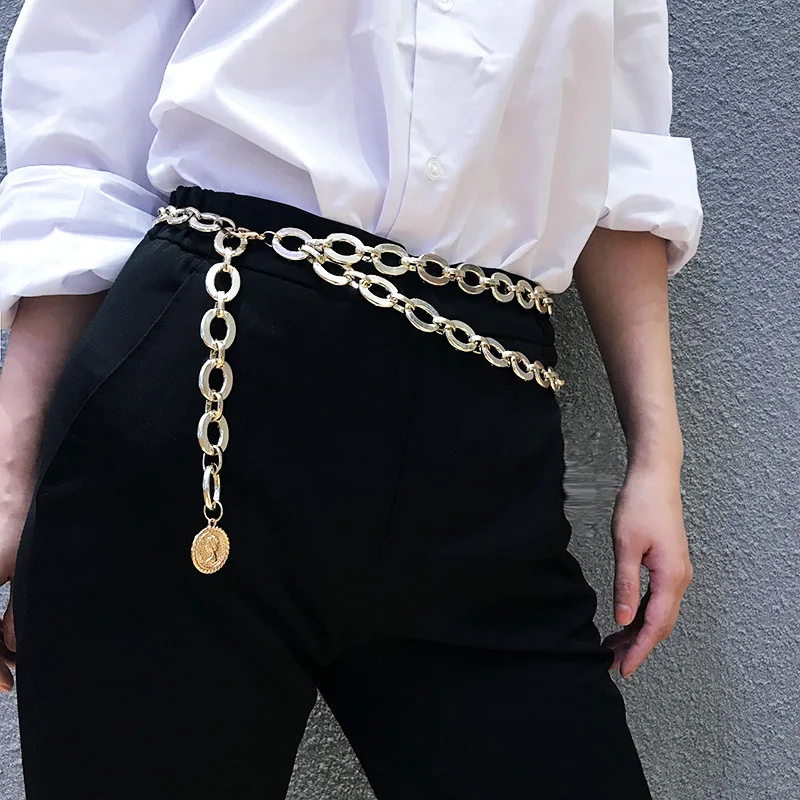 Женская цепочка из сплава однослойная полая золотого цвета роскошный стиль