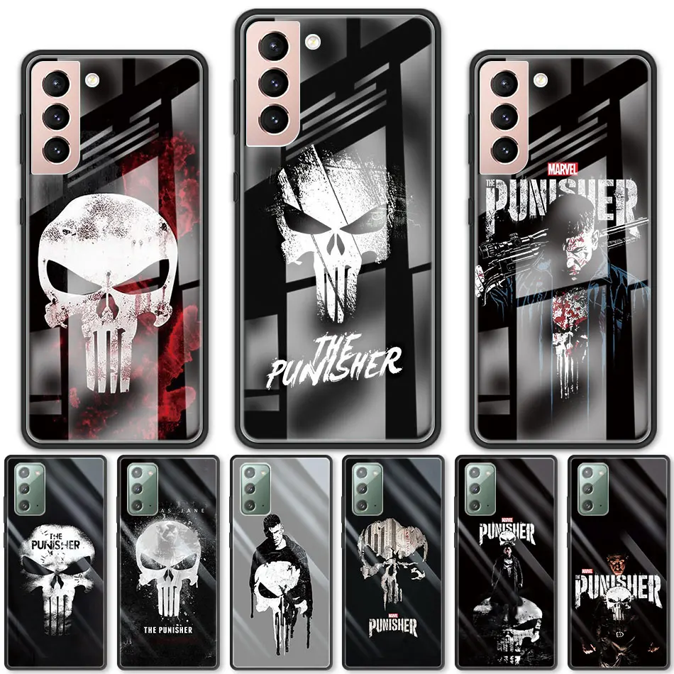 

The Punisher Cool Case for Samsung Galaxy S20 S21 FE Note 20 Ultra 10 S10 5G S9 Plus S10e Tempered Glass Phone Cover Coque