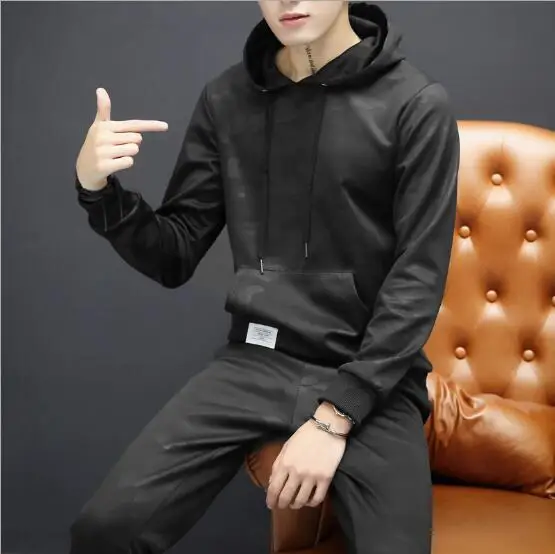 Мужская толстовка костюм 2019 новая осенняя модная повседневная с капюшоном и