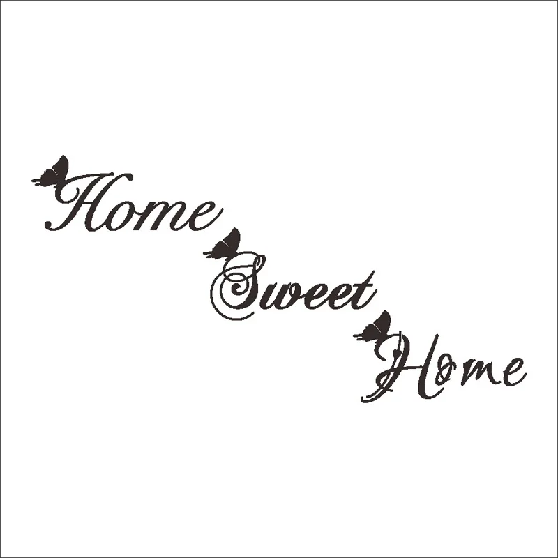 

Home Sweet Home Wall Sticker Butterfly English for home decorations Mural art Decals Window cabinet wallpaper door Stickers