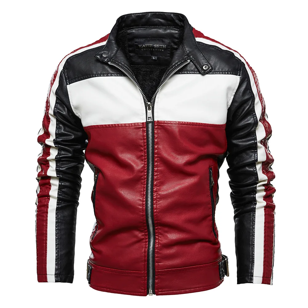 

SHABIQI 2022 New Autumn and Winter Fashion Warm Motorcycle Leather Jacket for Men Zipper Casual Winter Woolen Thicken Coat