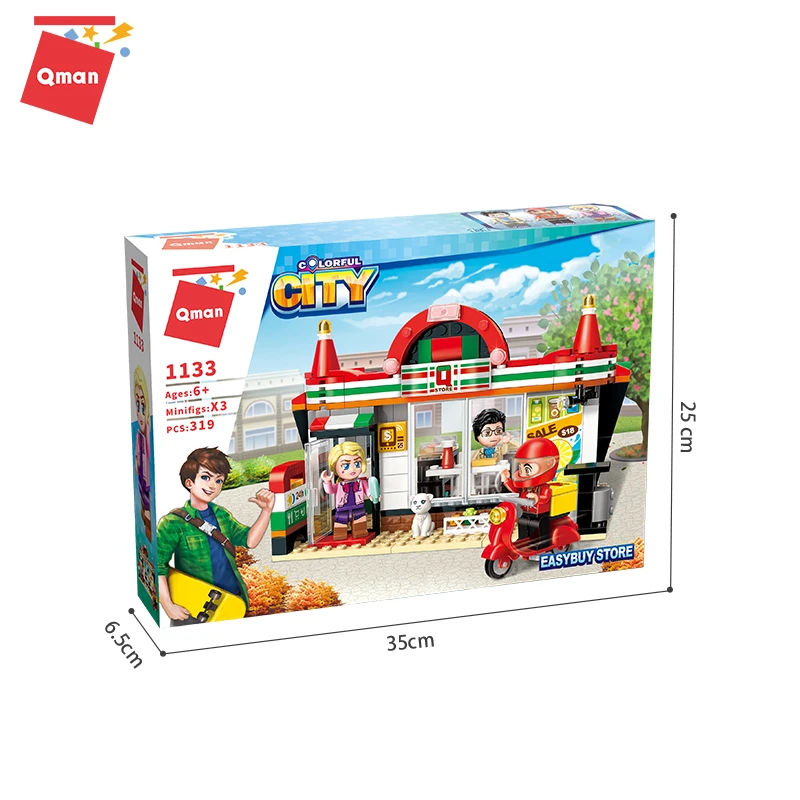 

Qman 3D Stereoscopic Convenience Shop Building Structure Model Bricks Staff Action Figure Classic Children Friend Gifts Toys