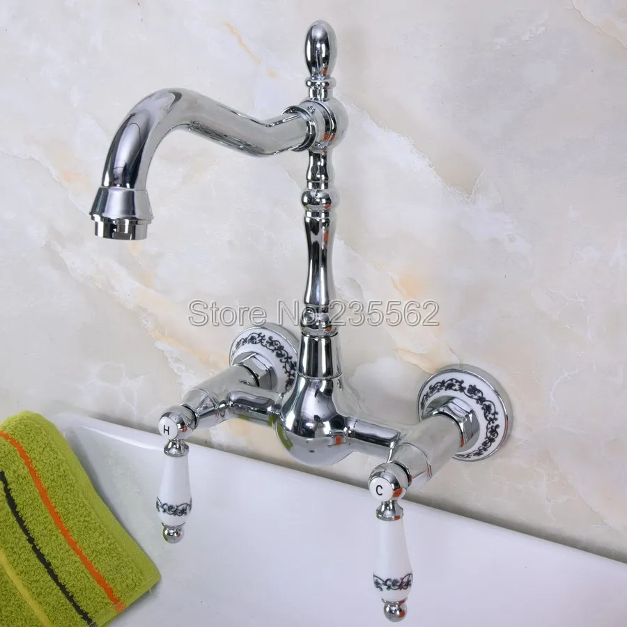 Полированный хромированный настенный поворотный носик для ванной комнаты кран