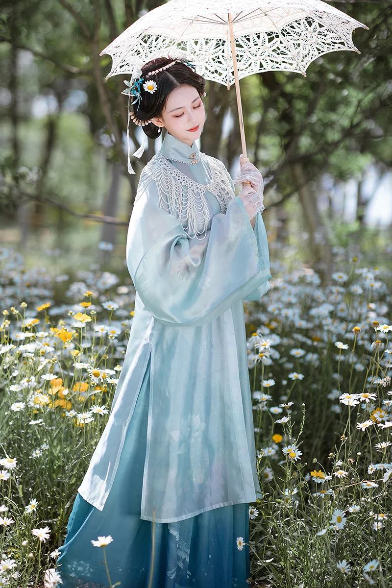 

2021 Chinese Traditional Women Elegant Hanfu Dresses Ming Dynasty Made Embroidery Princess Costumes Stage Wear Fairy Clothing