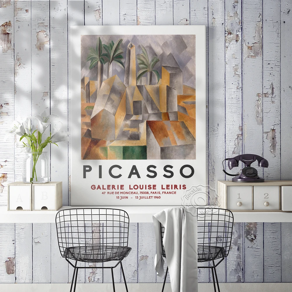 Pablo Picasso Exhibition Poster Brick Factory At Tortosa Prints Art Primitive Cubism Wall Scenery Palm Painting | Дом и сад