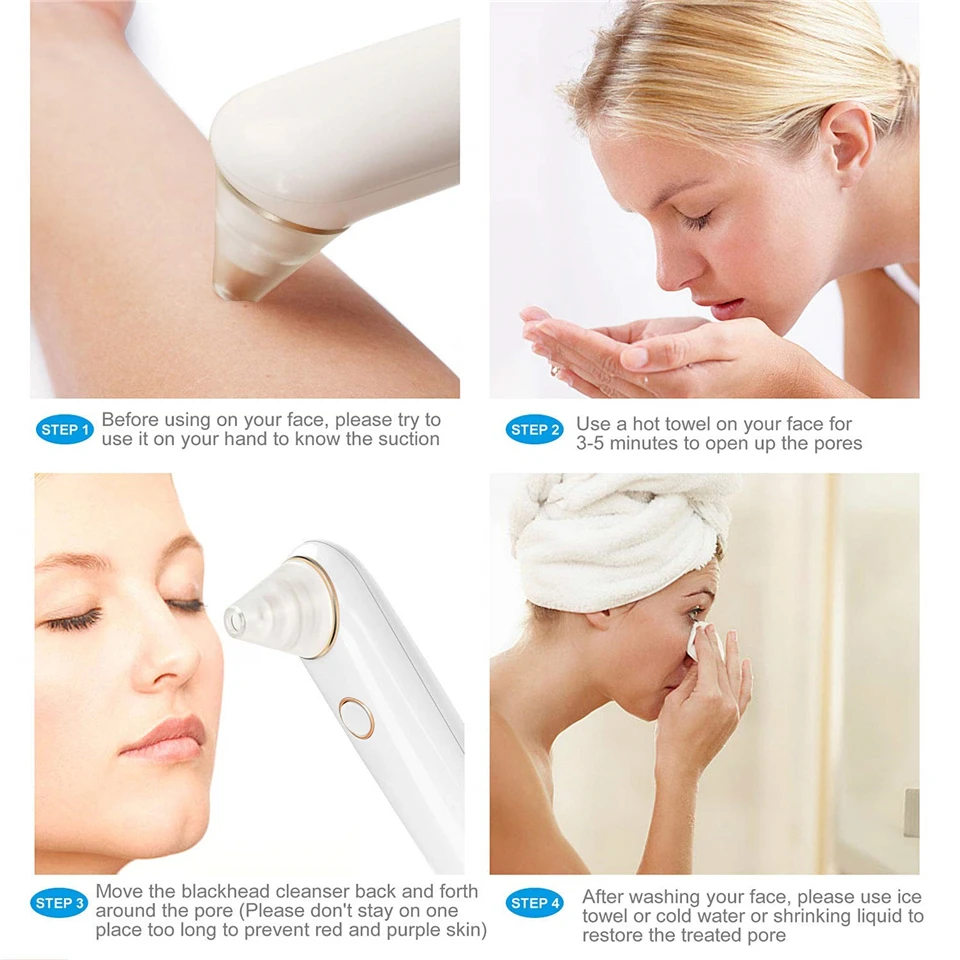 

Electric Blackhead Remover Vacuum Cleaner T Zone Pore Black Dot Pimple Removal Deep Cleaning Tool Beauty Skin Care Instrument