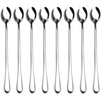 9 inch long handle stirring spoonsoup spoon ice tea coffee spoon stainless steel cocktail mixing spoons set of 8