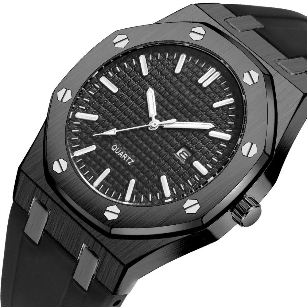 

Cool Silicone Sport Waterproof Chronograph Watch Mens Watches Top Brand Luxury Gold Military Wrist Watch Clock Groomsmen Gifts