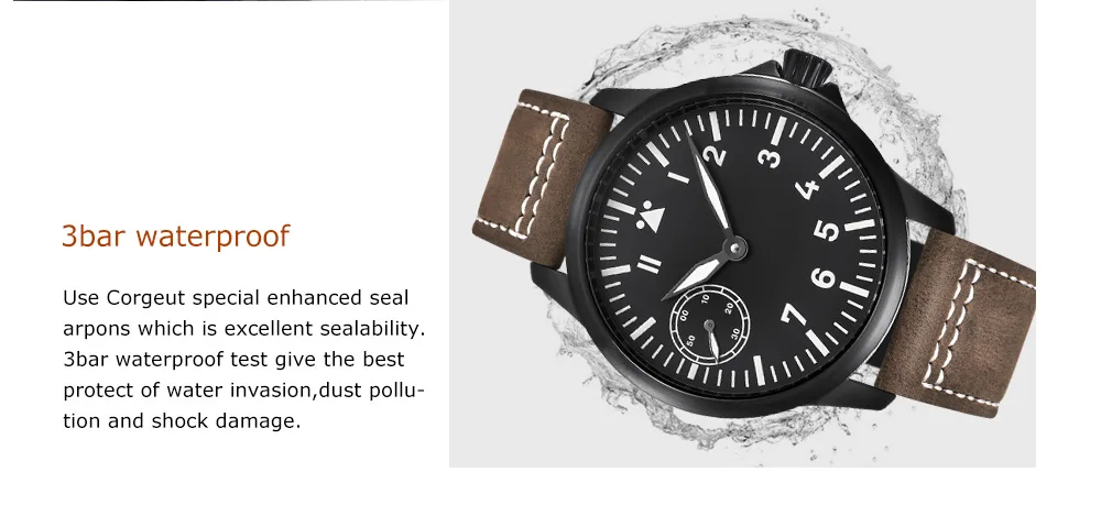 Роскошный бренд Debert45mm сапфировое стекло Мужские механические часы ST3600, 6497 механизм 316L корпус из нержавеющей стали светящийся