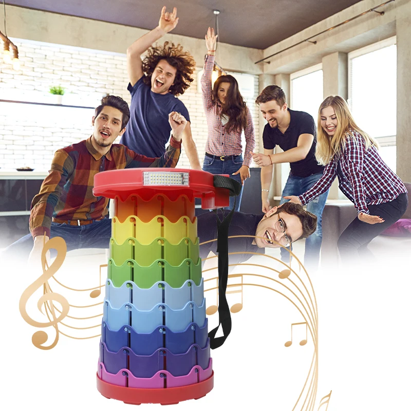 

Portable Outdoor LED Solar Light USB Retractable Folding Carry Plastic Stool For Outdoor Travel Camping Bluetooth audio stool