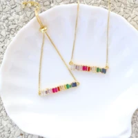 2020 new style gold charm pendant necklace women bracelet trendy geometric rainbow cubic zircon copper chain for women jewelry