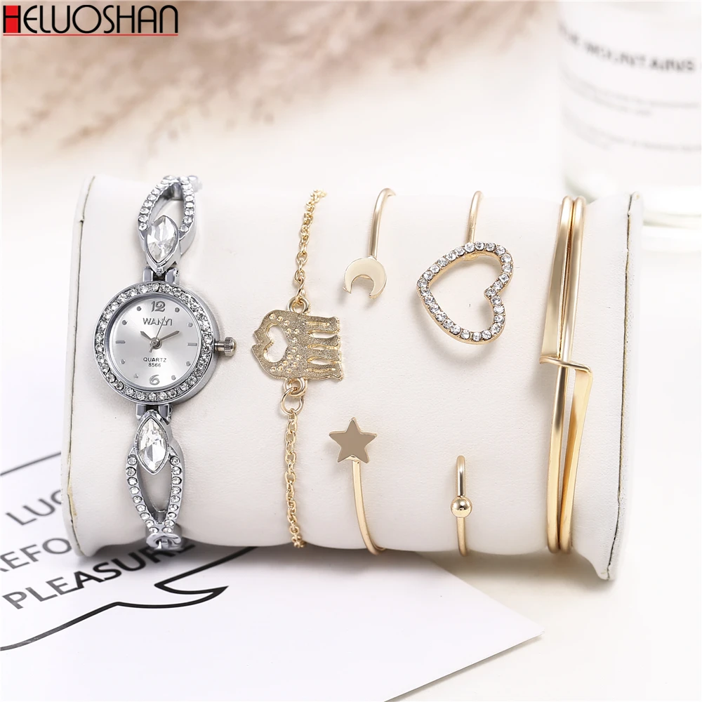 5 шт набор 2021 Топ Новые Модные Элегантные женские часы с украшениями в виде