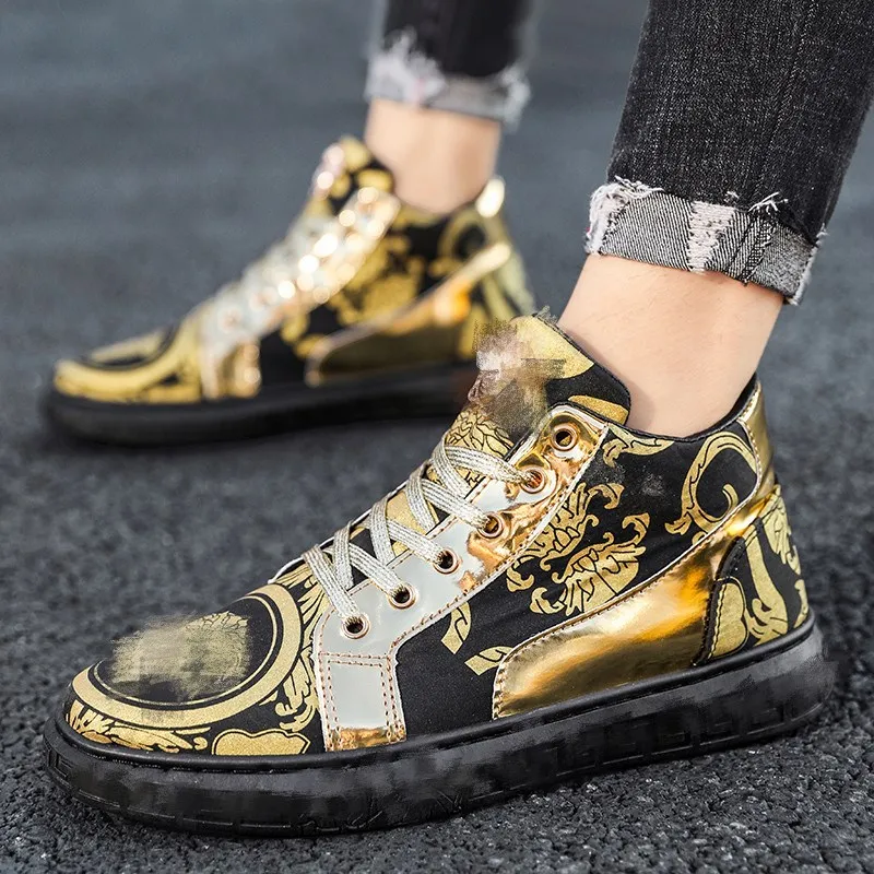 

Light Soft Men's Sneakers Air Mesh White Sports Shoes Fashion Brand Casual Shoes for Men High Top Golden Chunky Sneakers New